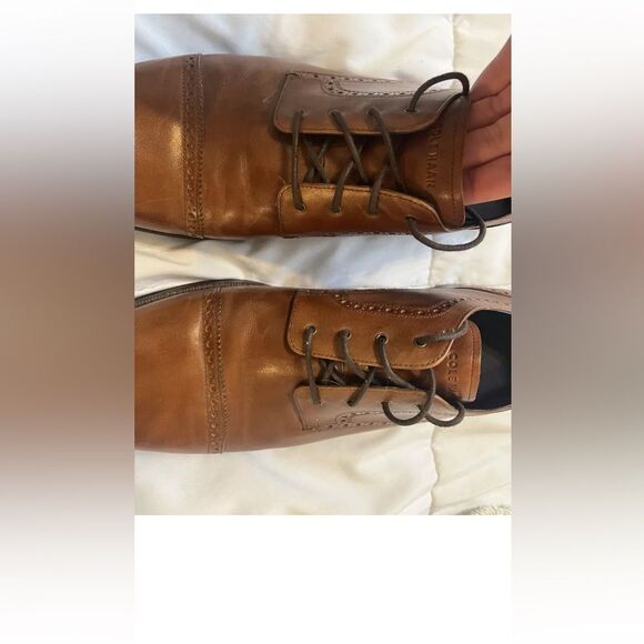 Cole Haan Men's Wayne Cap Toe Oxford Brogue Shoes British Tan 13 - Picture 2 of 10